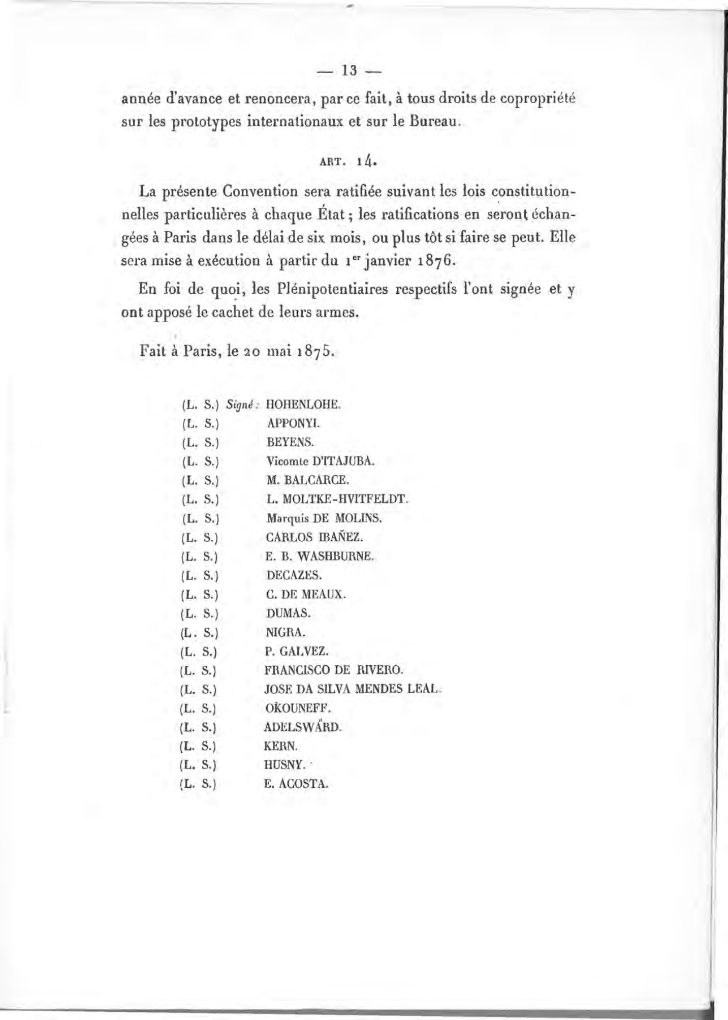Страница оригинального скана с датой подписания: Париж, 20 мая 1875 года